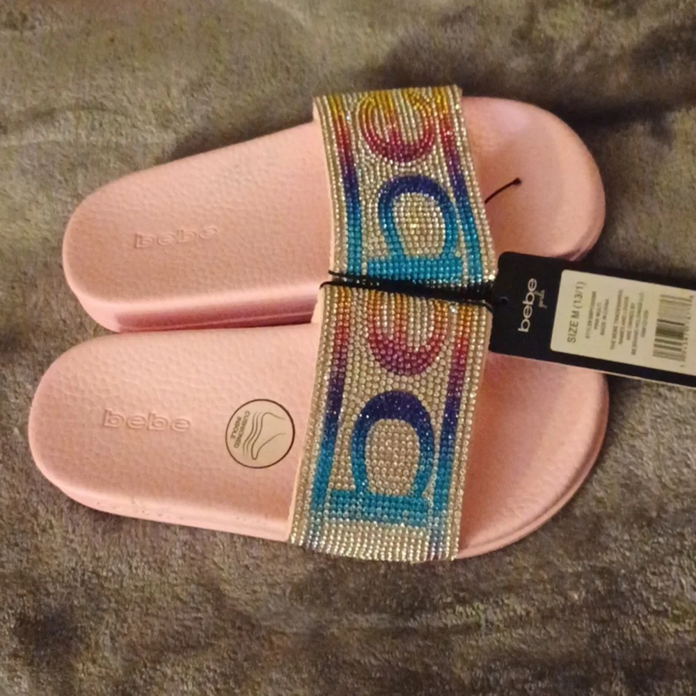 NWT BEBE SLIDES FOR GIRLS SPARKLES SIZE 13/1